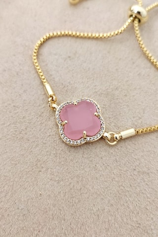 Bracelet - Laiton plaqué or & pierre - Rose