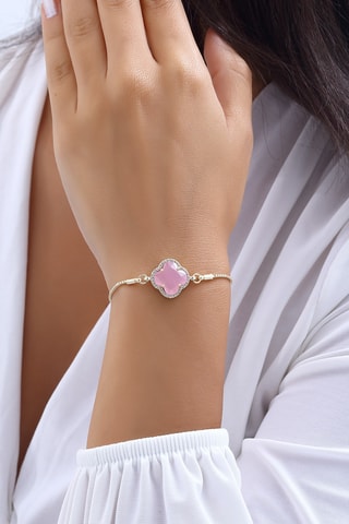 Bracelet - Laiton plaqué or & pierre - Rose