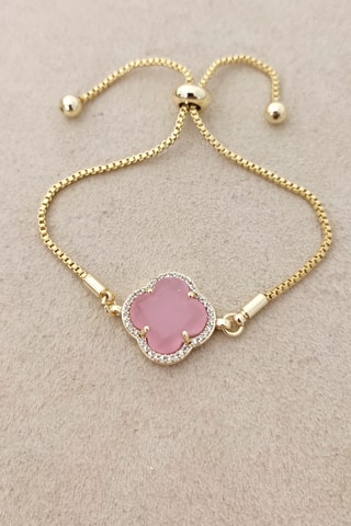 Bracelet - Laiton plaqué or & pierre - Rose