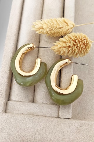 Boucles d'oreilles Jelly - Laiton plaqué or - Vert