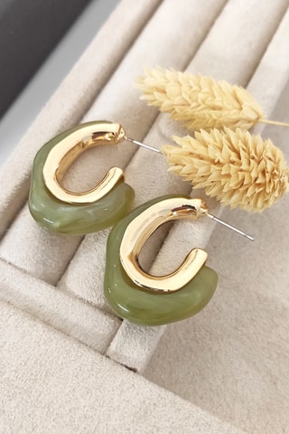 Boucles d'oreilles Jelly - Laiton plaqué or - Vert