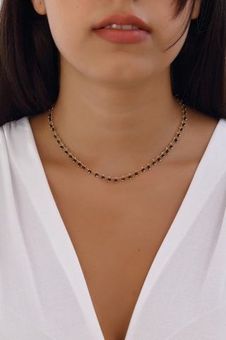 Collier - Laiton plaqué or & pierre en cristal