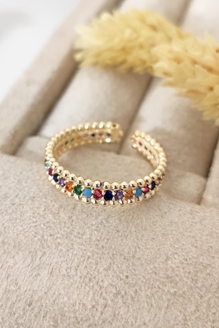 Bague - Plaqué or jaune et zircons