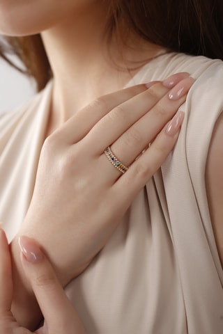 Bague - Plaqué or jaune et zircons