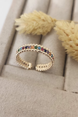 Bague - Plaqué or jaune et zircons