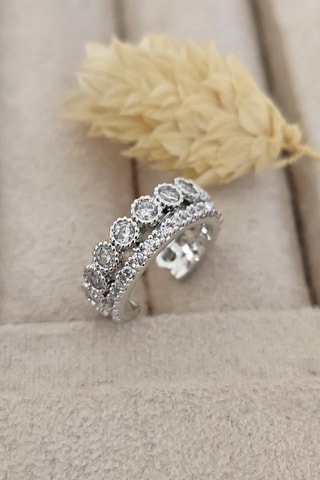 Earcuff - Laiton argenté & zirconium
