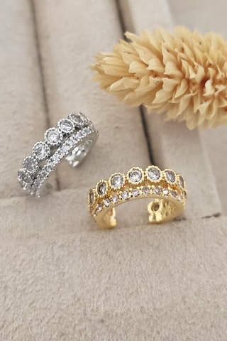 Earcuff - Laiton argenté & zirconium