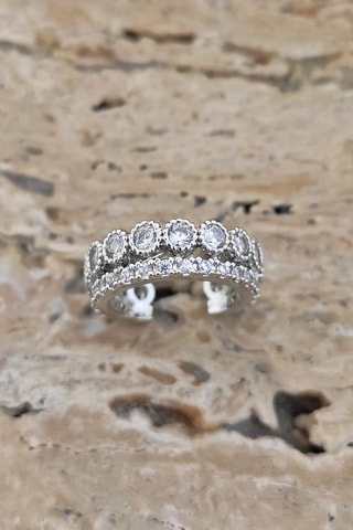 Earcuff - Laiton argenté & zirconium