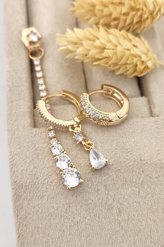 3 boucles d'oreille dorées à l'or fin - Zircons