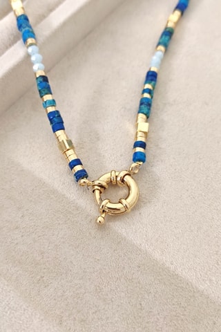 Collier - Laiton plaqué or & pierres turquoises