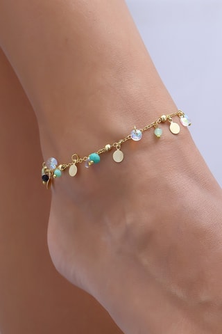 Bracelet de cheville - Laiton plaqué or & cristaux