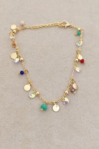 Bracelet de cheville - Laiton plaqué or & cristaux
