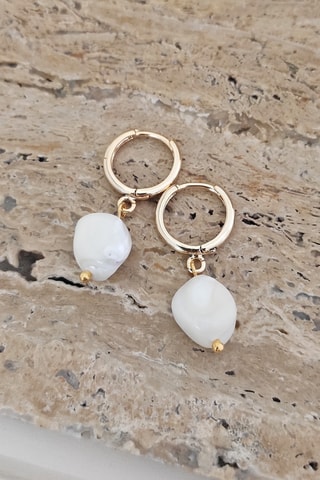 Boucles d'oreilles - Laiton plaqué or & perle