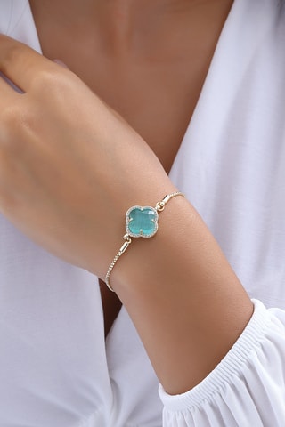 Bracelet - Laiton plaqué or & pierre - Bleu