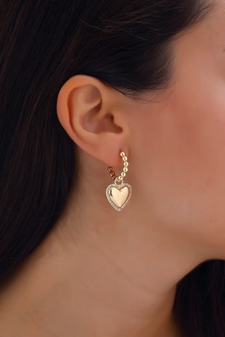 Boucles d'oreilles coeurs - Laiton plaqué & pierres de zircon
