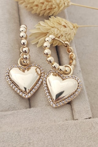 Boucles d'oreilles coeurs - Laiton plaqué & pierres de zircon