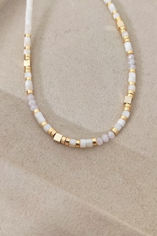 Collier - Laiton plaqué or & pierres variscite