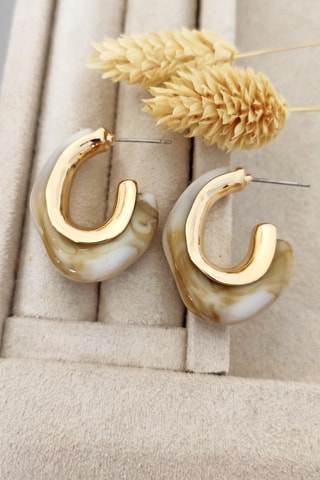 Boucles d'oreilles - Laiton plaqué or - Blanc ambré