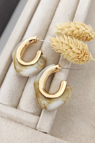 Boucles d'oreilles - Laiton plaqué or - Blanc ambré