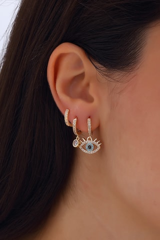 Troi boucles d'oreilles pendantes - Laiton plaqué or & zircon