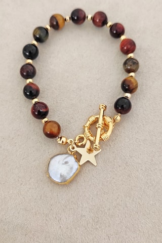 Bracelet - Laiton plaqué or & pierres