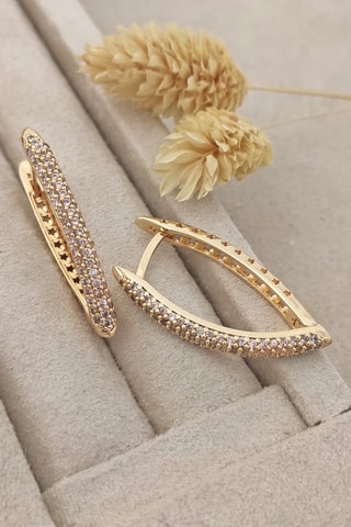 Boucles d'oreilles - Plaqué or jaune et zircons