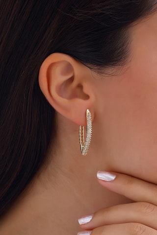 Boucles d'oreilles - Plaqué or jaune et zircons