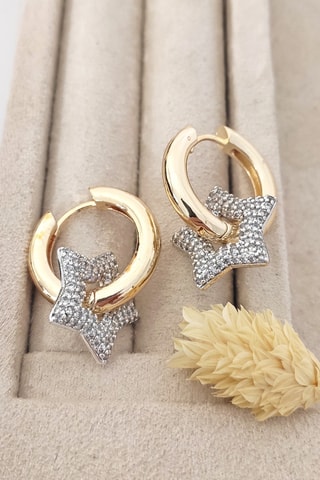 Brincos - Latão banhado a ouro e zircão