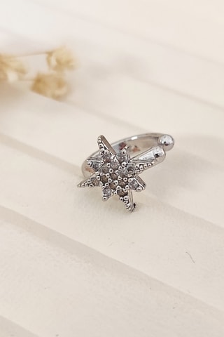 Earcuff - Laiton argenté & zirconium