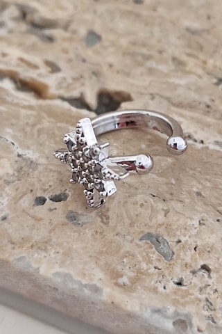 Earcuff - Laiton argenté & zirconium