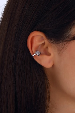 Earcuff - Laiton argenté & zirconium