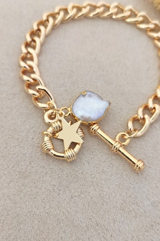 Bracelet - Laiton plaqué or & nacre - Blanc
