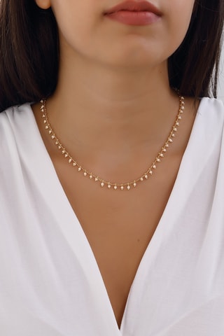 Collier - Laiton plaqué or & pierre en cristal