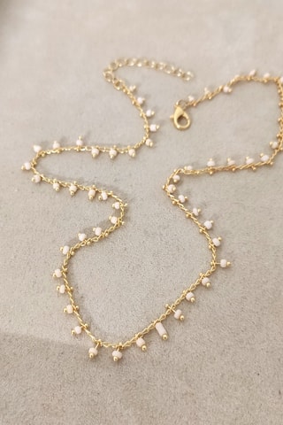 Collier - Laiton plaqué or & pierre en cristal