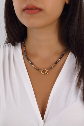 Collier - Laiton plaqué or & pierres de cristal