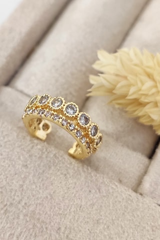 Earcuff - Laiton plaqué or & zirconium