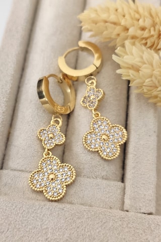 Boucles d’oreilles dorées à l'or fin - Zircons