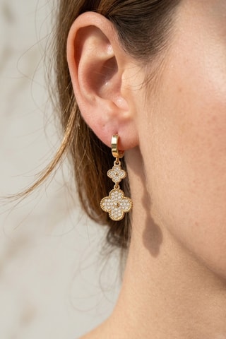 Boucles d’oreilles dorées à l'or fin - Zircons