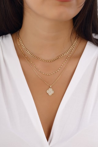 Collier doré à l'or fin - Zircons
