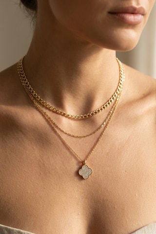 Collier doré à l'or fin - Zircons