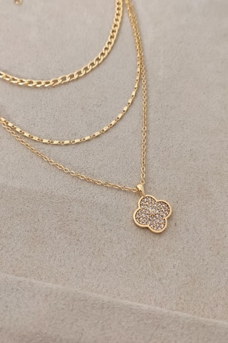 Collier doré à l'or fin - Zircons