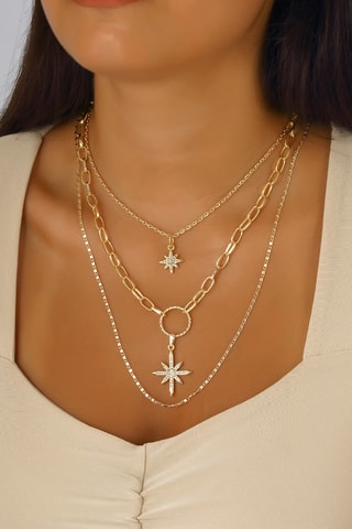 Collier doré à l'or fin - Zircons