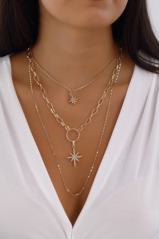 Collier doré à l'or fin - Zircons