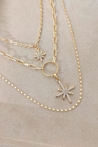 Collier doré à l'or fin - Zircons