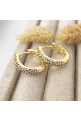 Boucles d'oreilles - Mini créoles - Laiton plaqué or & zircon