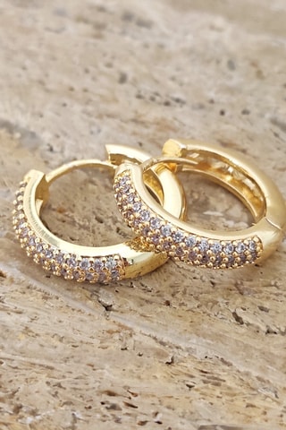 Boucles d'oreilles - Mini créoles - Laiton plaqué or & zircon
