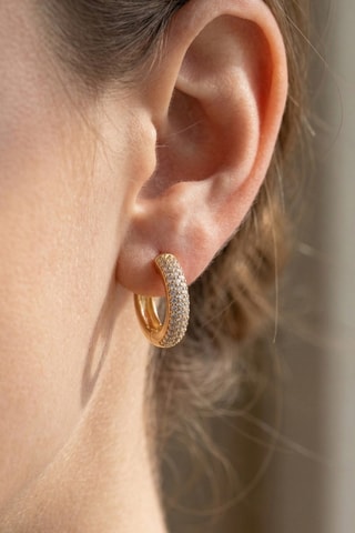 Boucles d'oreilles - Mini créoles - Laiton plaqué or & zircon