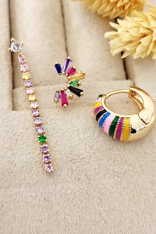 3 boucles d'oreille dorées à l'or fin - Zircons