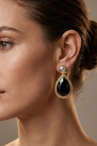 Boucles d'oreilles - Laiton plaqué or & pierre d'Agate