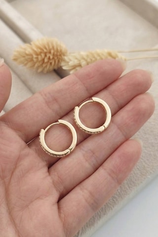 Boucles d'oreilles - Laiton plaqué or & zircon